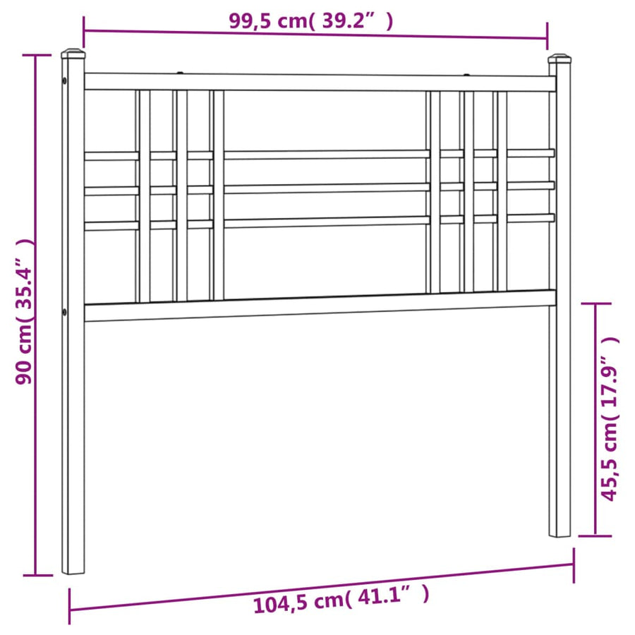 Vervangend hoofdbord 100 cm metaal zwart