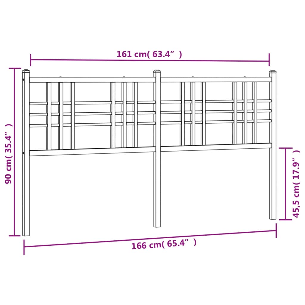 Hoofdbord 160 cm metaal zwart