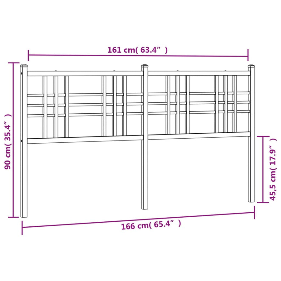 Hoofdbord 160 cm metaal zwart