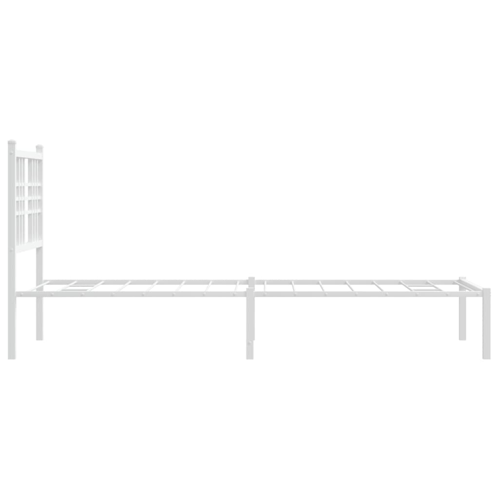 Bedframe met hoofdbord metaal wit 75 x 190 cm