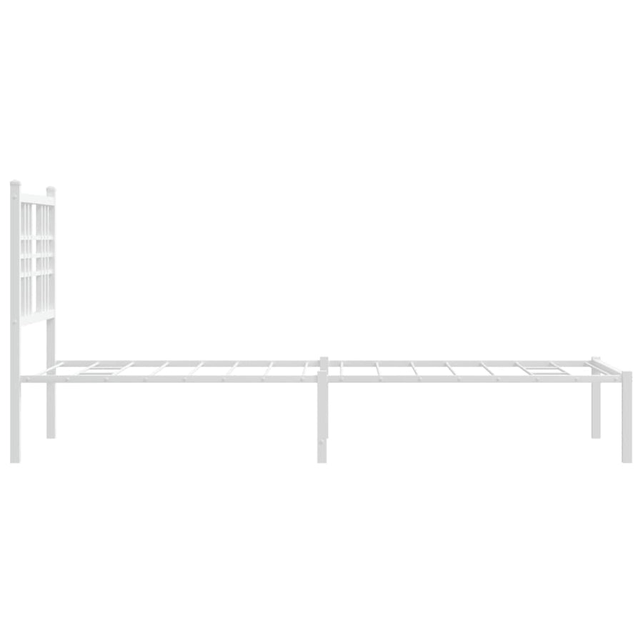 Bedframe met hoofdbord metaal wit 75 x 190 cm