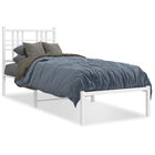 Bed frame with headboard without mattress metal white 75x190 cm