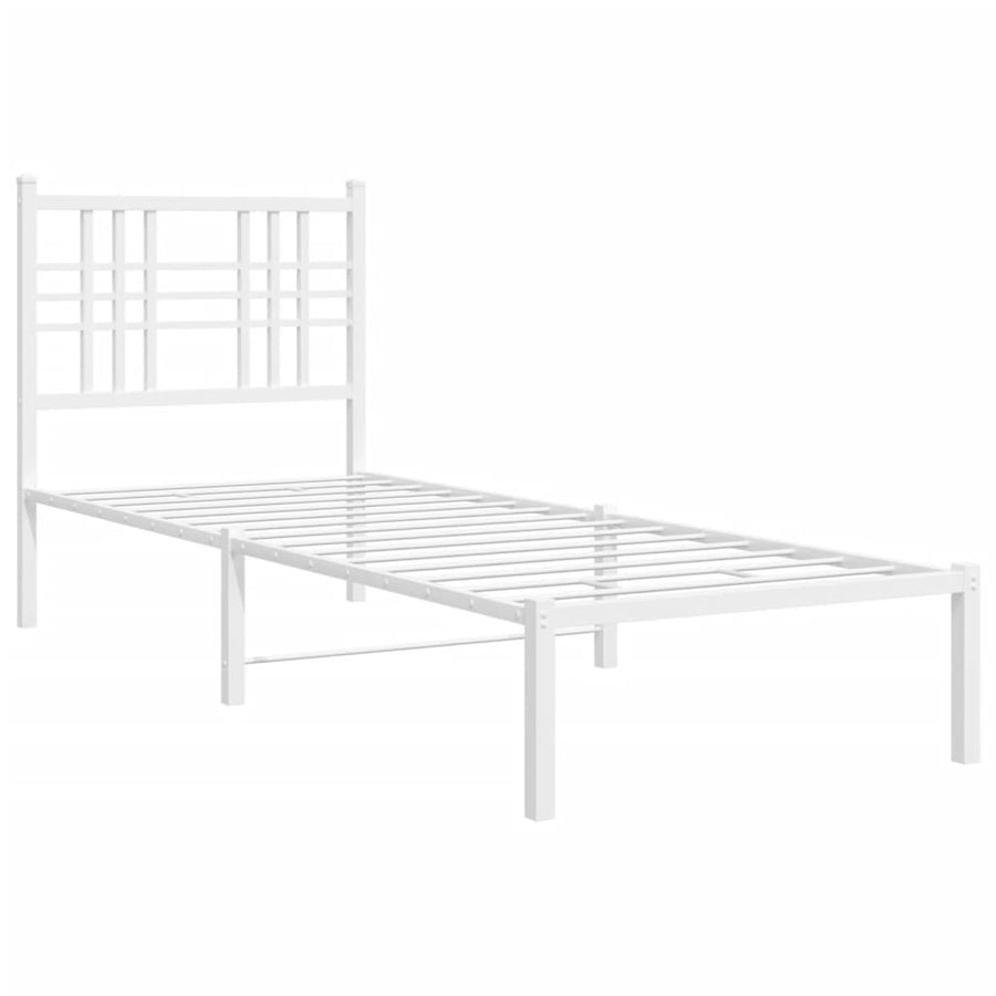Bedframe met hoofdbord metaal wit 80x200 cm