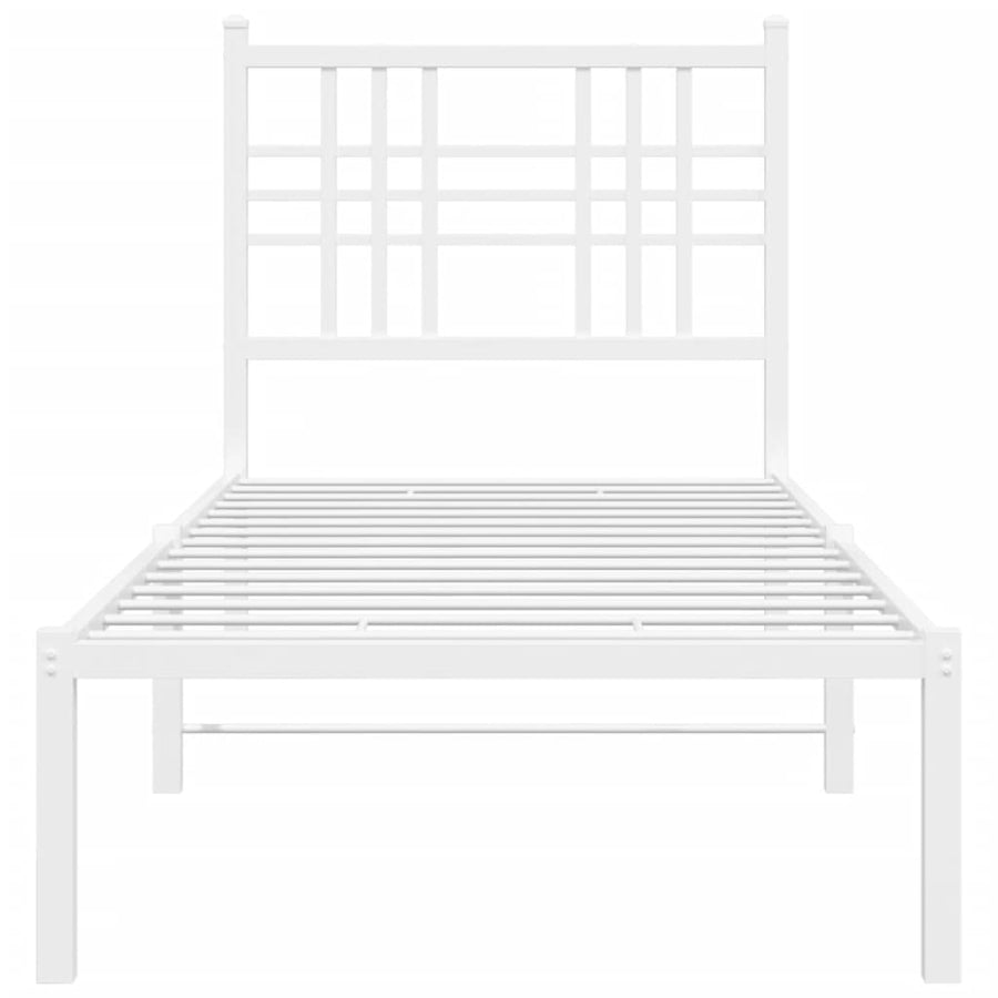 Bedframe met hoofdbord metaal wit 80x200 cm