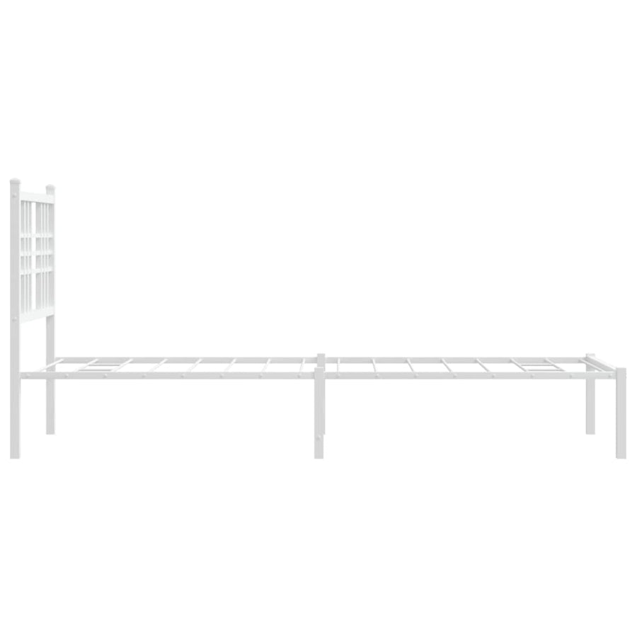 Bedframe met hoofdbord metaal wit 80x200 cm