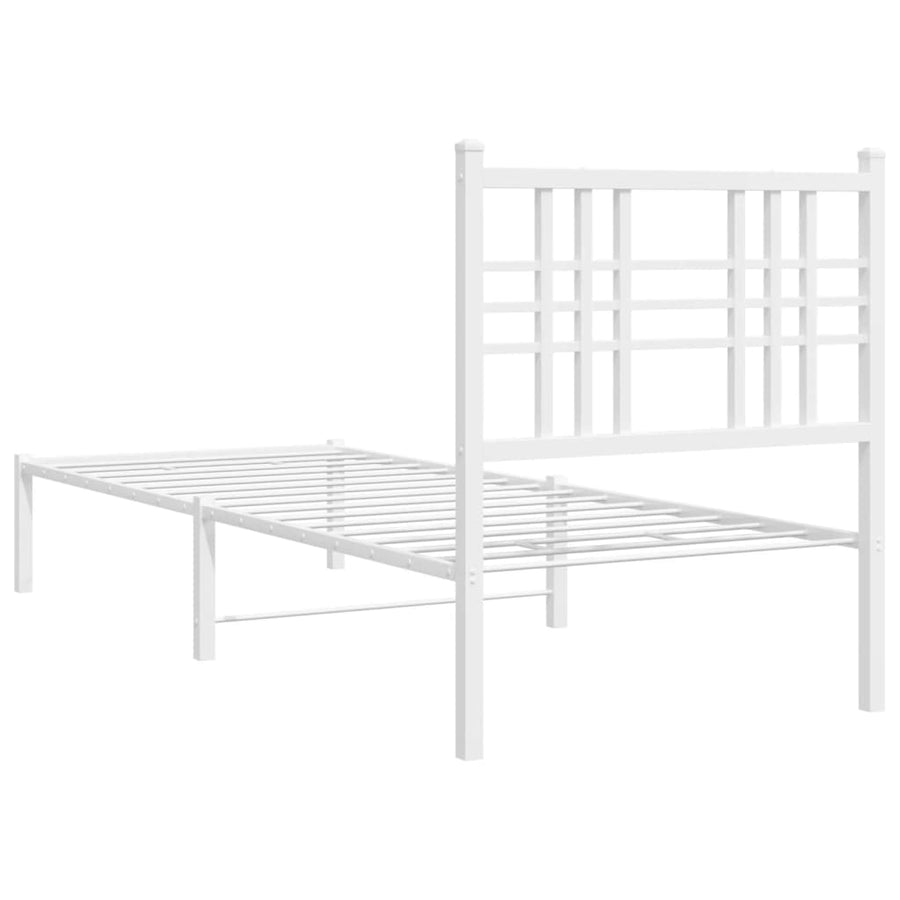 Bedframe met hoofdbord metaal wit 80x200 cm