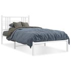 Bedframe met hoofdbord metaal wit 100x190 cm