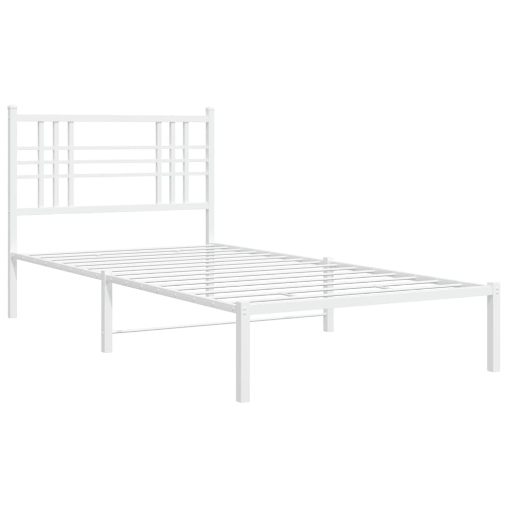 Bedframe met hoofdbord metaal wit 107x203 cm