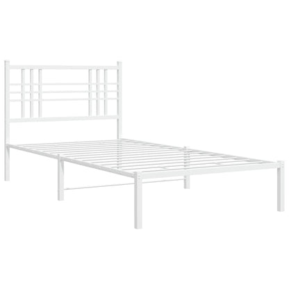 Bedframe met hoofdbord metaal wit 107x203 cm