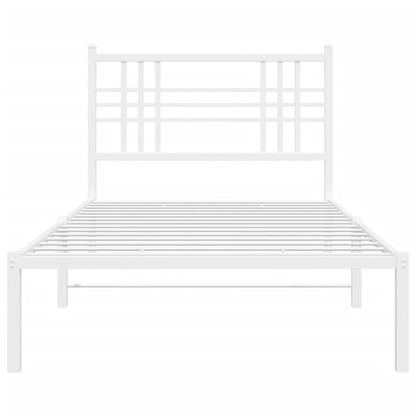Bedframe met hoofdbord metaal wit 107x203 cm