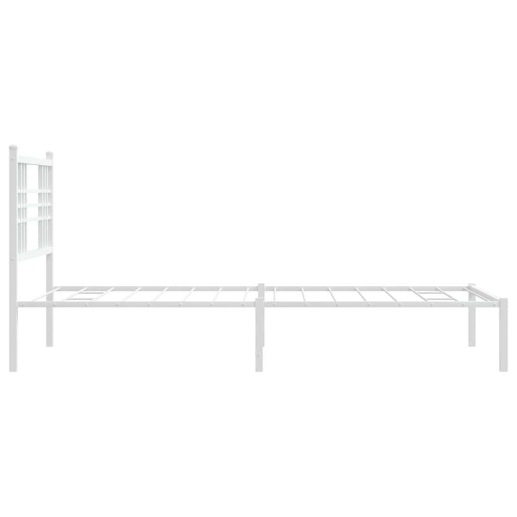 Bedframe met hoofdbord metaal wit 107x203 cm
