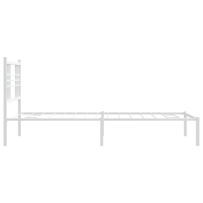 Bedframe met hoofdbord metaal wit 107x203 cm