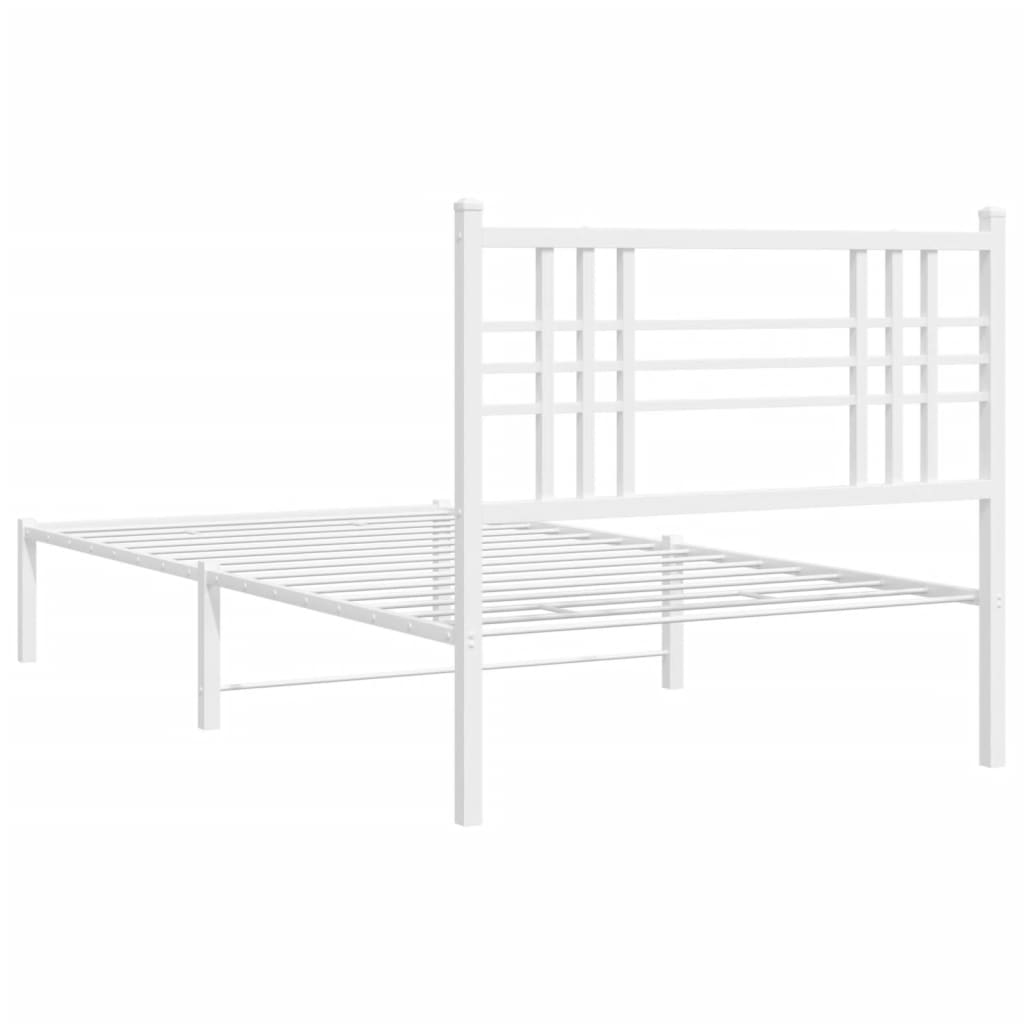 Bedframe met hoofdbord metaal wit 107x203 cm