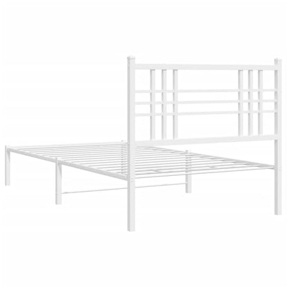 Bedframe met hoofdbord metaal wit 107x203 cm