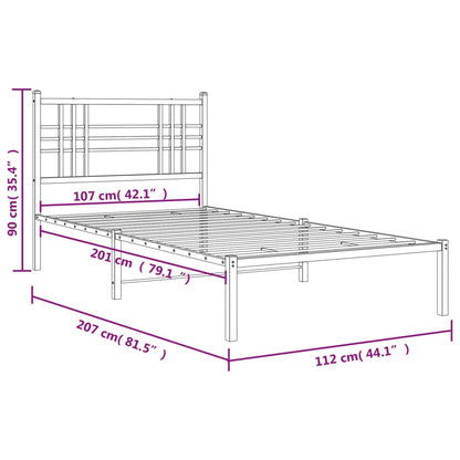 Bedframe met hoofdbord metaal wit 107x203 cm