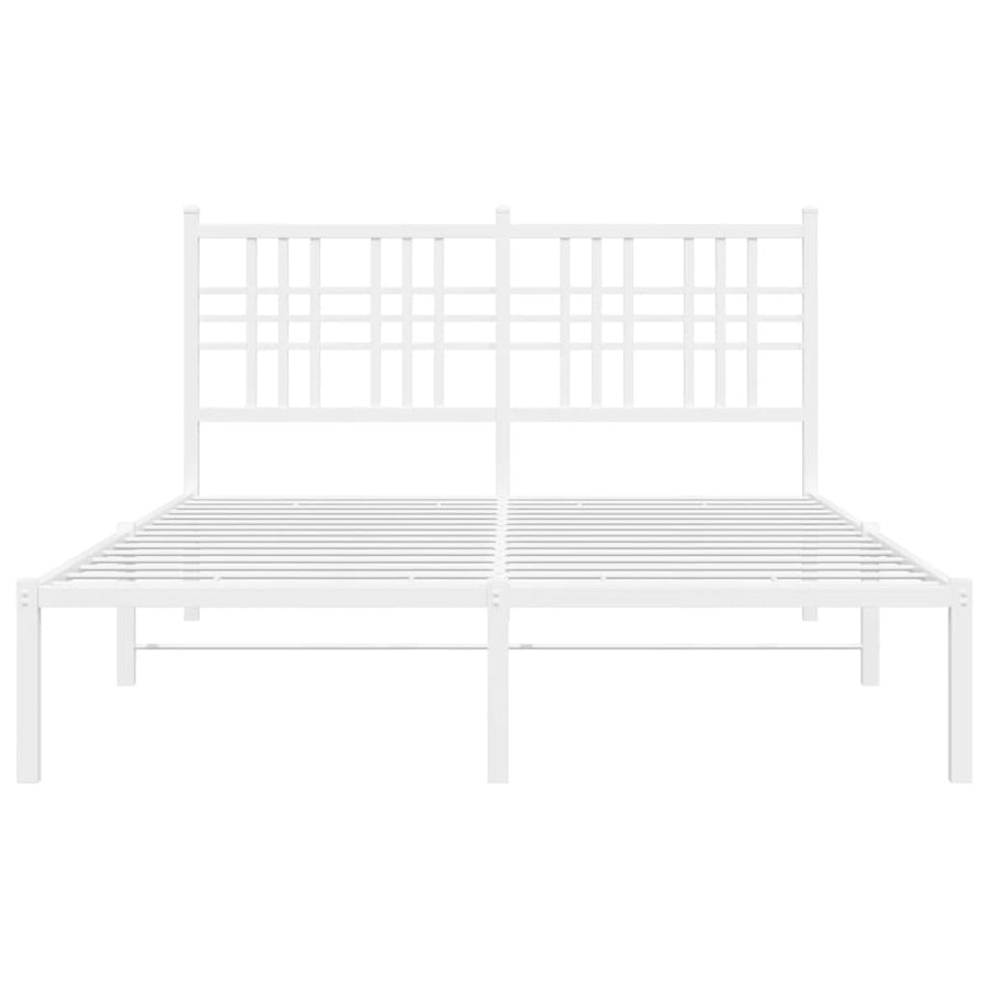 Bedframe met hoofdbord metaal wit 120x190 cm