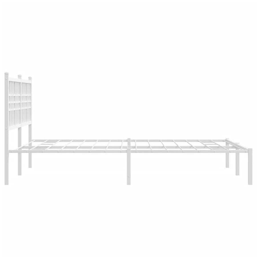 Bedframe met hoofdbord metaal wit 120x190 cm