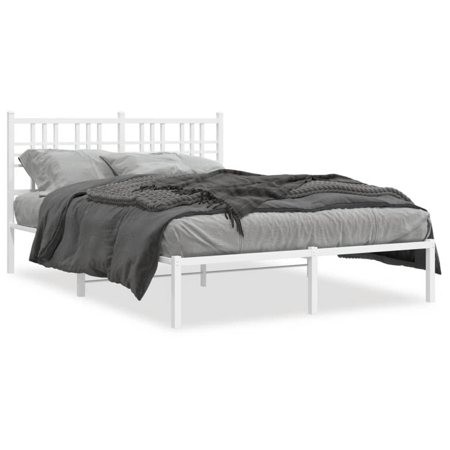 Bedframe met hoofdbord metaal wit 120x190 cm