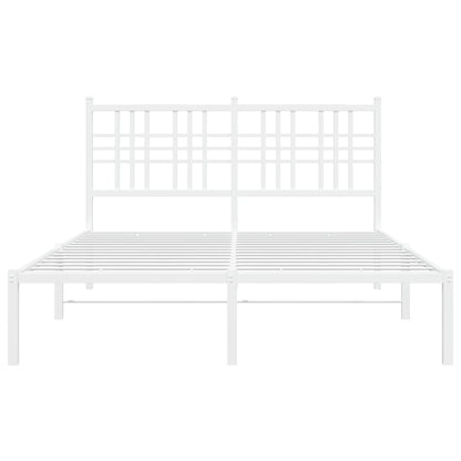 Bedframe met hoofdbord metaal wit 120x200 cm