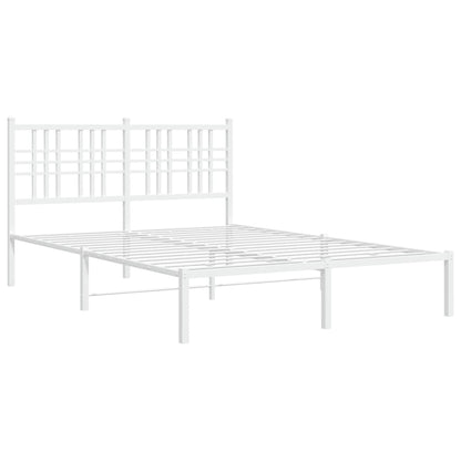 Bedframe met hoofdbord metaal wit 140x190 cm