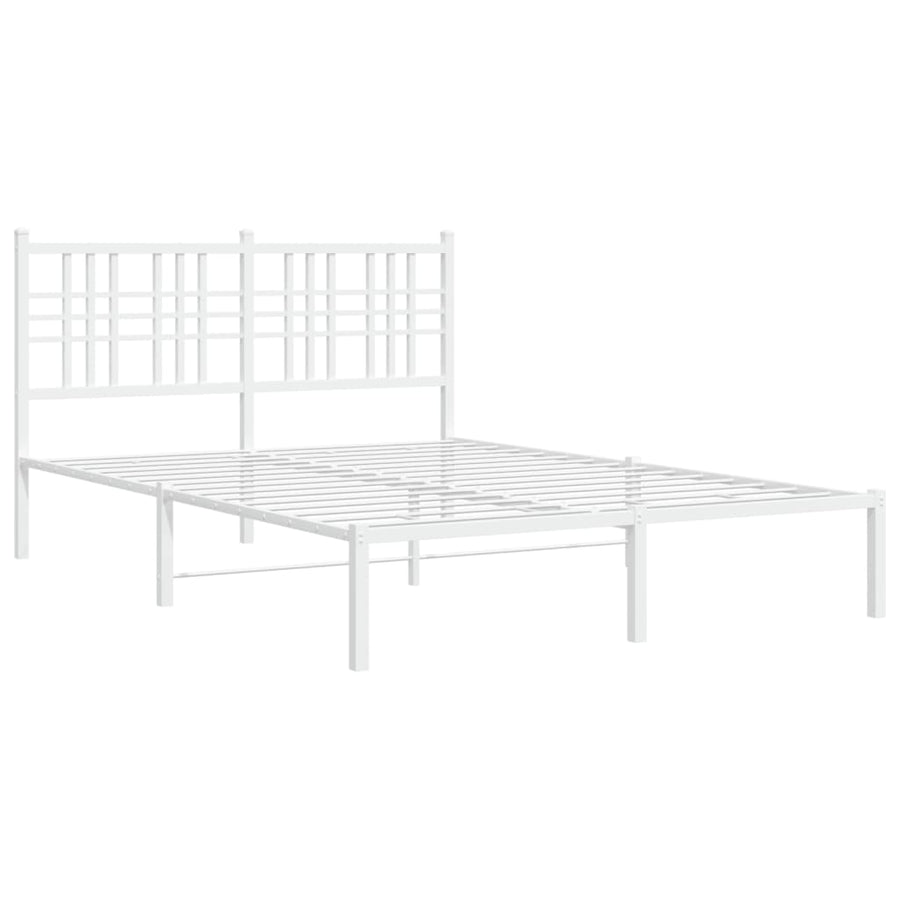 Bedframe met hoofdbord metaal wit 140x190 cm