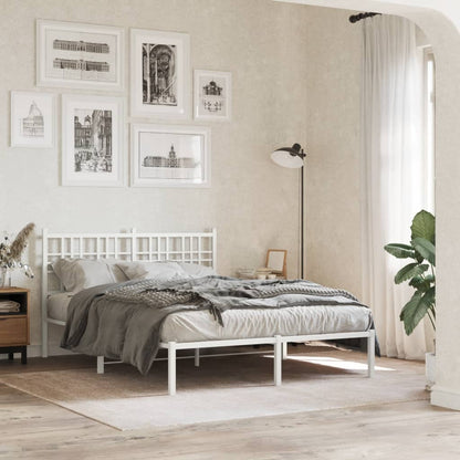 Bedframe met hoofdbord metaal wit 140x190 cm