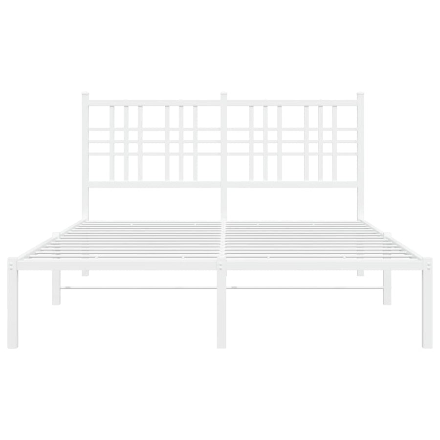 Bedframe met hoofdbord metaal wit 140x190 cm