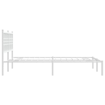 Bedframe met hoofdbord metaal wit 140x190 cm