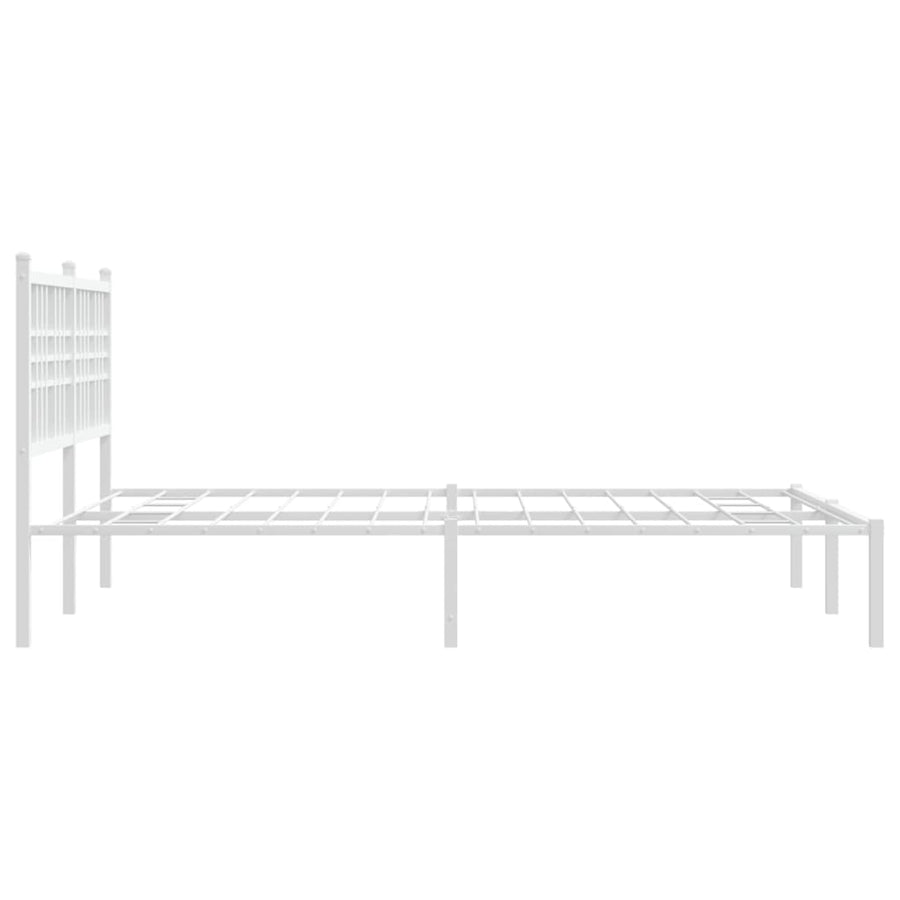 Bedframe met hoofdbord metaal wit 140x190 cm