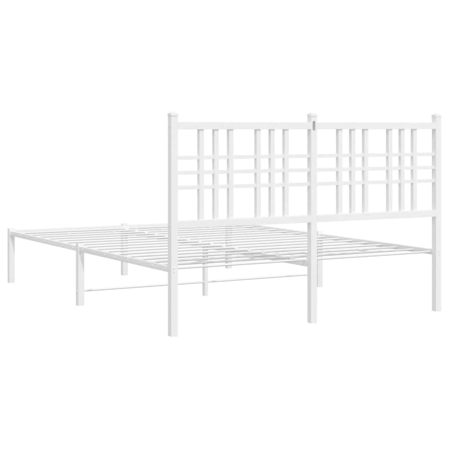 Bedframe met hoofdbord metaal wit 140x190 cm