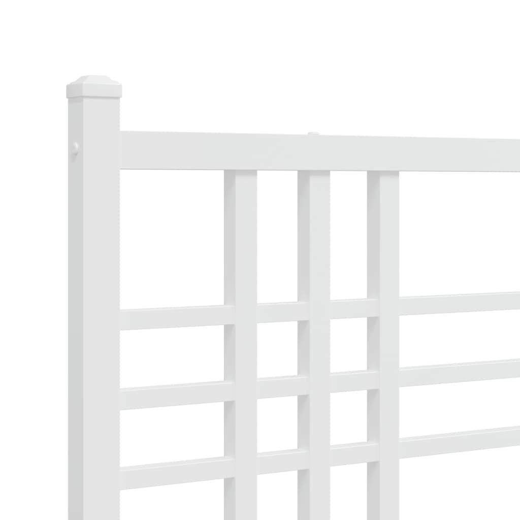 Bedframe met hoofdbord metaal wit 140x190 cm