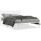 Bedframe met hoofdbord metaal wit 140x190 cm