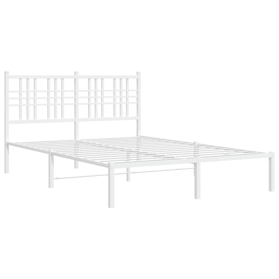 Bedframe met hoofdbord metaal wit 140x200 cm