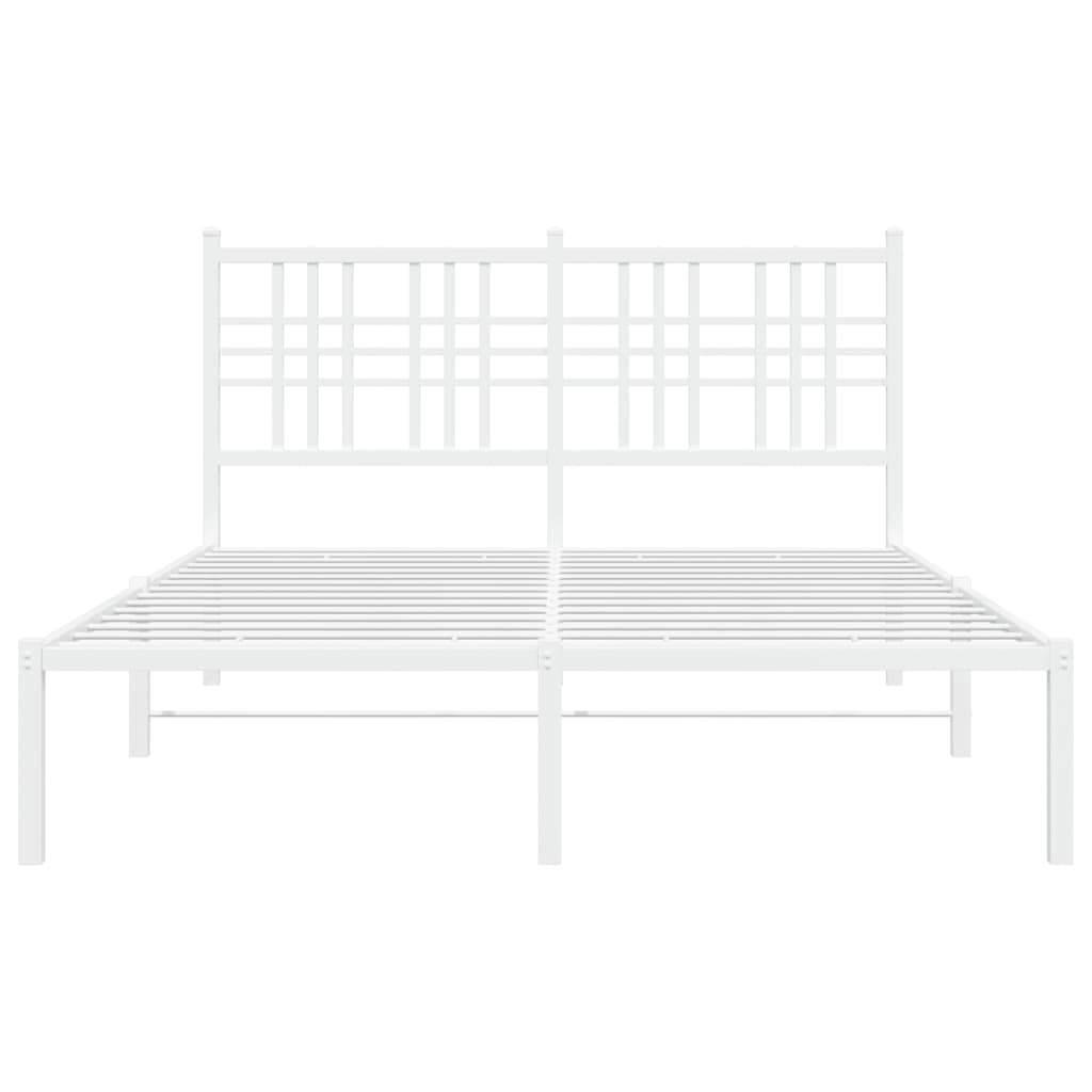 Bedframe met hoofdbord metaal wit 140x200 cm