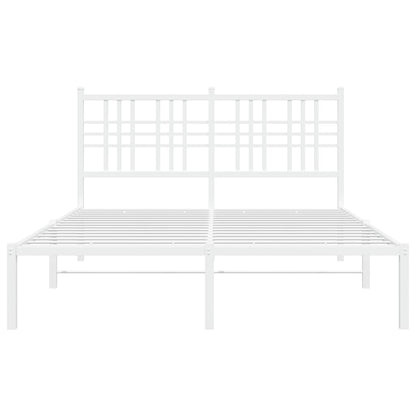Bedframe met hoofdbord metaal wit 140x200 cm