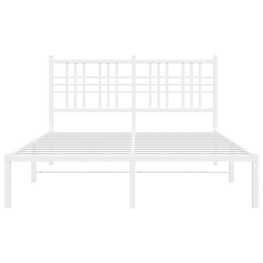 Bedframe met hoofdbord metaal wit 140x200 cm
