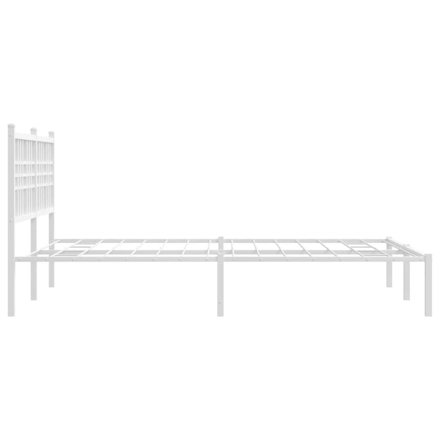 Bedframe met hoofdbord metaal wit 140x200 cm