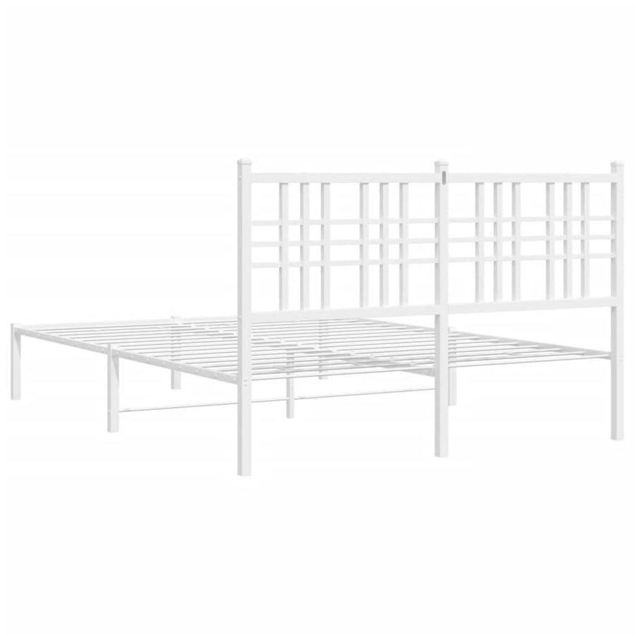 Bedframe met hoofdbord metaal wit 140x200 cm