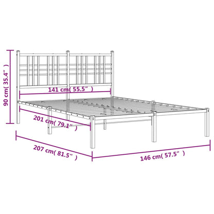 Bedframe met hoofdbord metaal wit 140x200 cm
