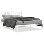 Bedframe met hoofdbord metaal wit 140x200 cm