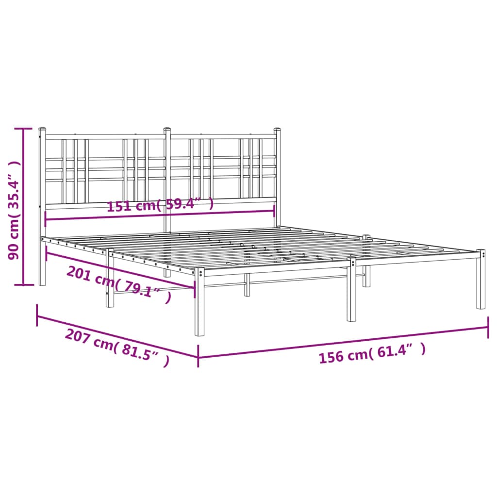 Bedframe Metaal 150 x 200 cm