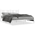 Bedframe met hoofdbord metaal wit 160x200 cm