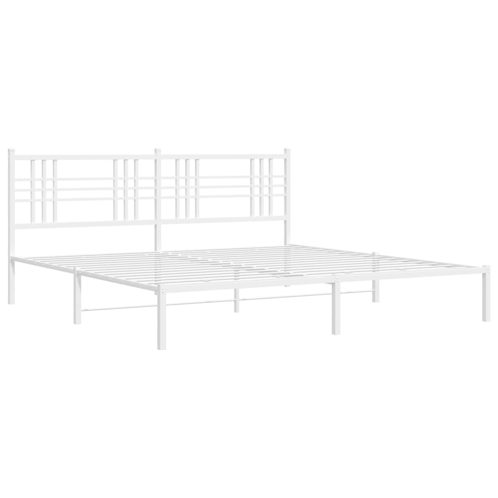 Bedframe met hoofdbord metaal wit 183x213 cm