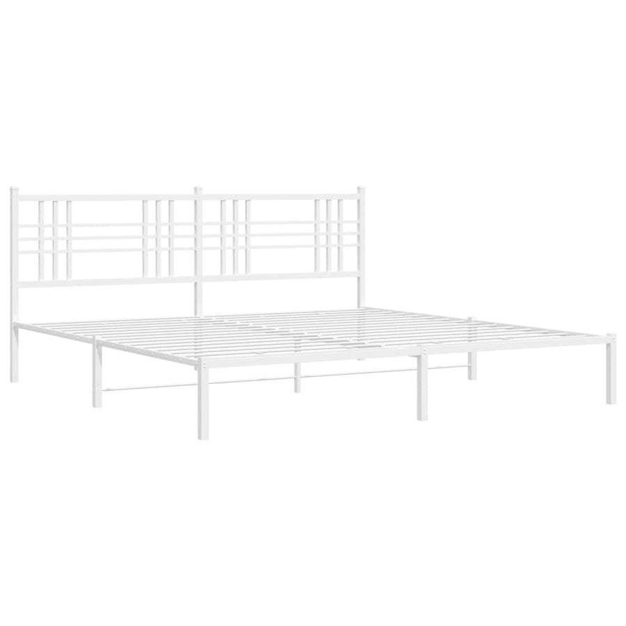 Bedframe met hoofdbord metaal wit 183x213 cm