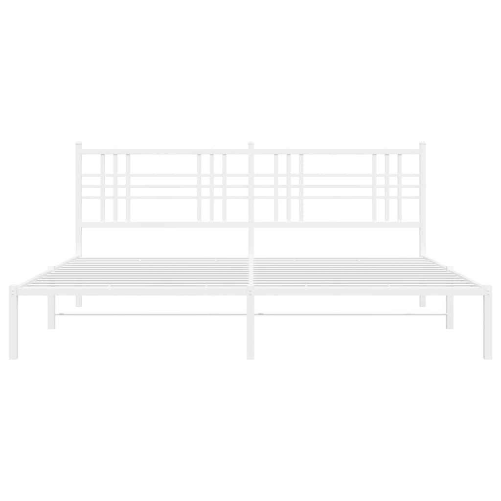 Bedframe met hoofdbord metaal wit 183x213 cm