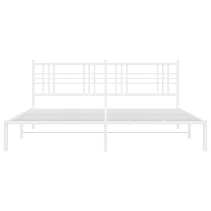 Bedframe met hoofdbord metaal wit 183x213 cm