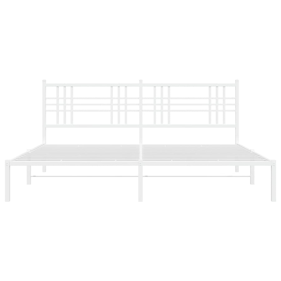 Bedframe met hoofdbord metaal wit 183x213 cm