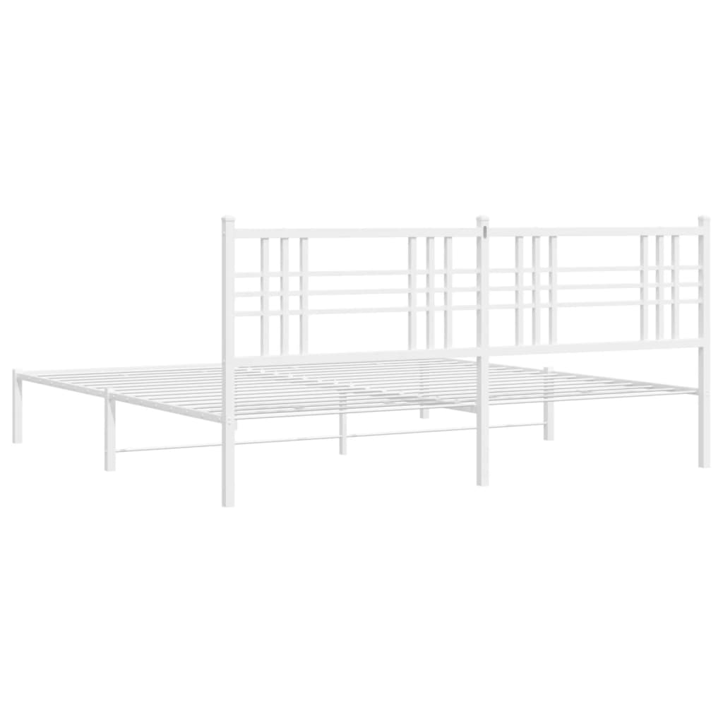 Bedframe met hoofdbord metaal wit 183x213 cm
