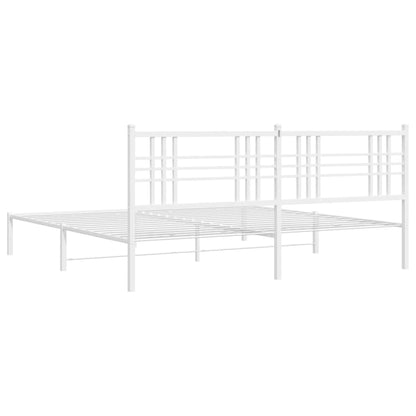 Bedframe met hoofdbord metaal wit 183x213 cm