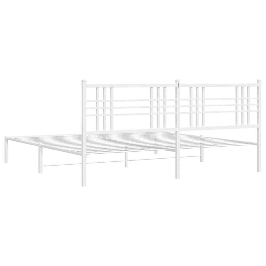 Bedframe met hoofdbord metaal wit 183x213 cm